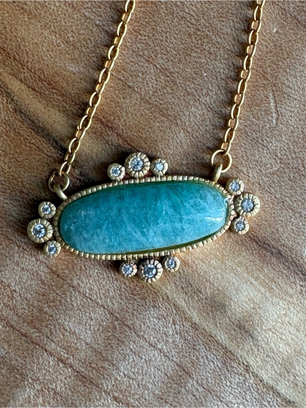 Freida Rothman Gold over 925 Silver Chain Necklace with Amazonite & CZ Accents